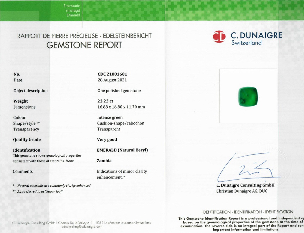 23.23 Ct. Cabochon Emerald from Zambia