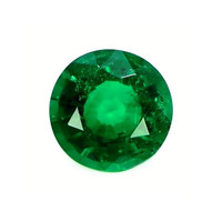 Three Stone Emerald Ring 0.85 Ct., 18K White Gold Combination Stone