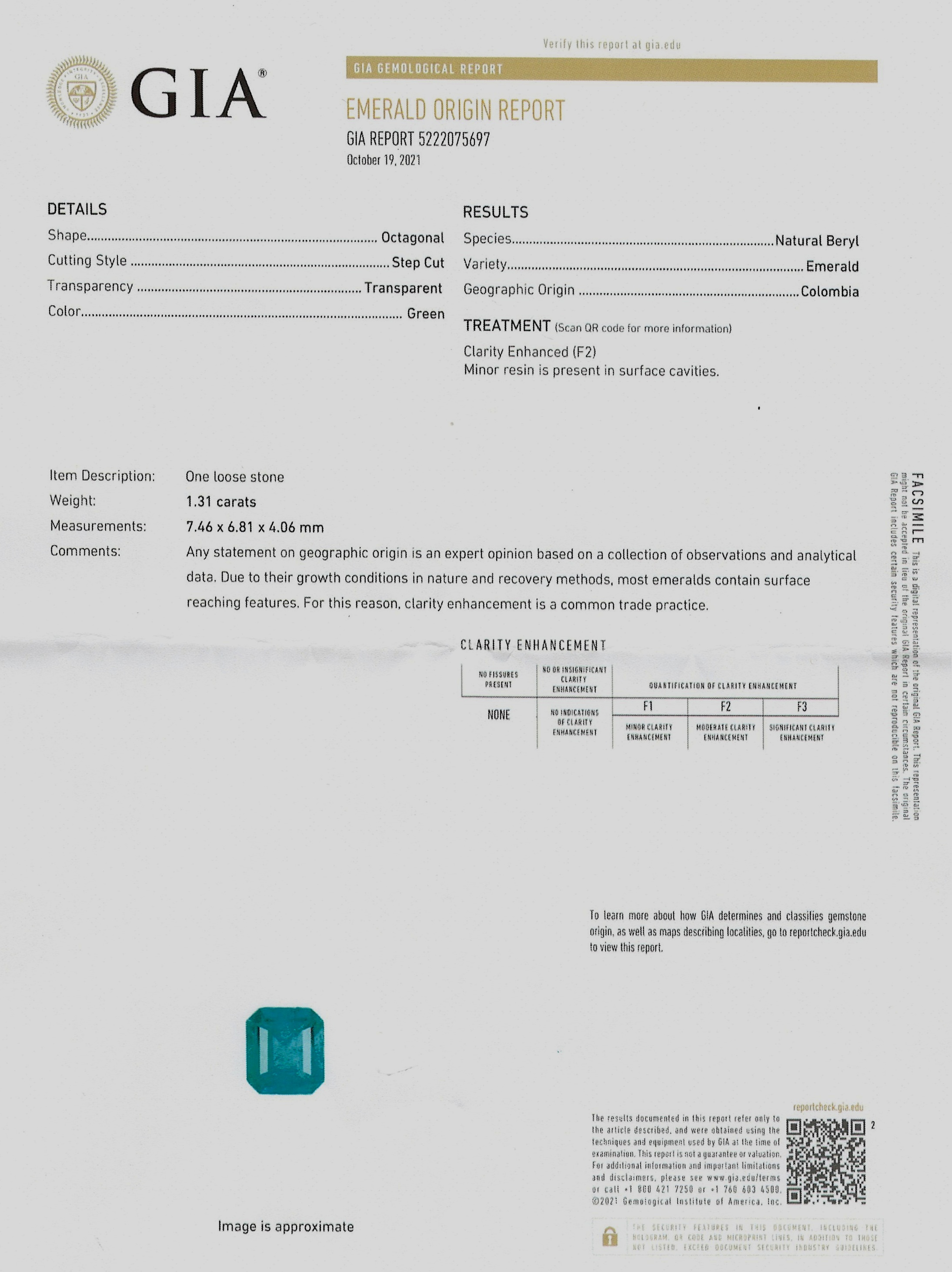 1.31 Ct. Emerald from Colombia