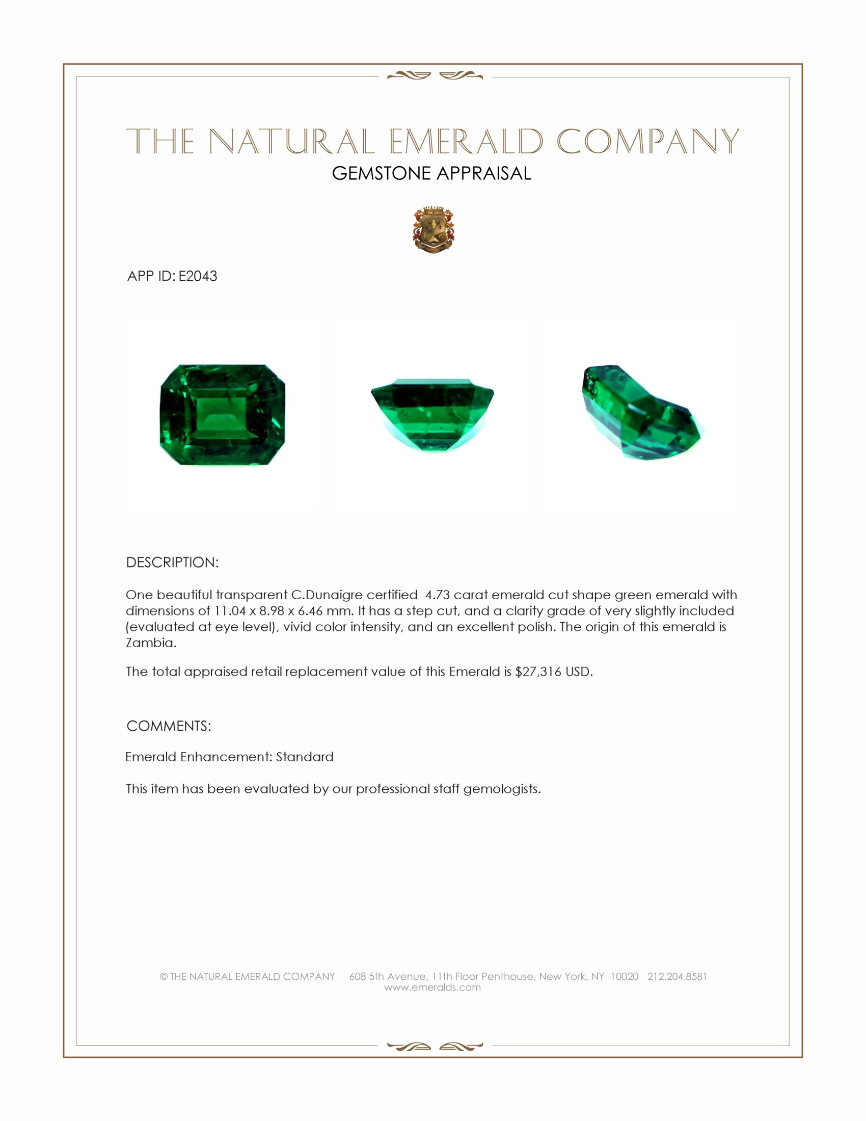 4.73 Ct. Emerald from Zambia