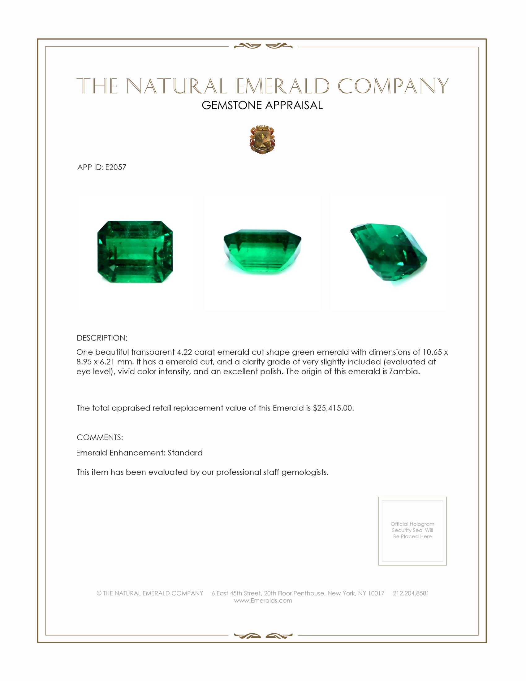 4.22 Ct. Emerald from Zambia