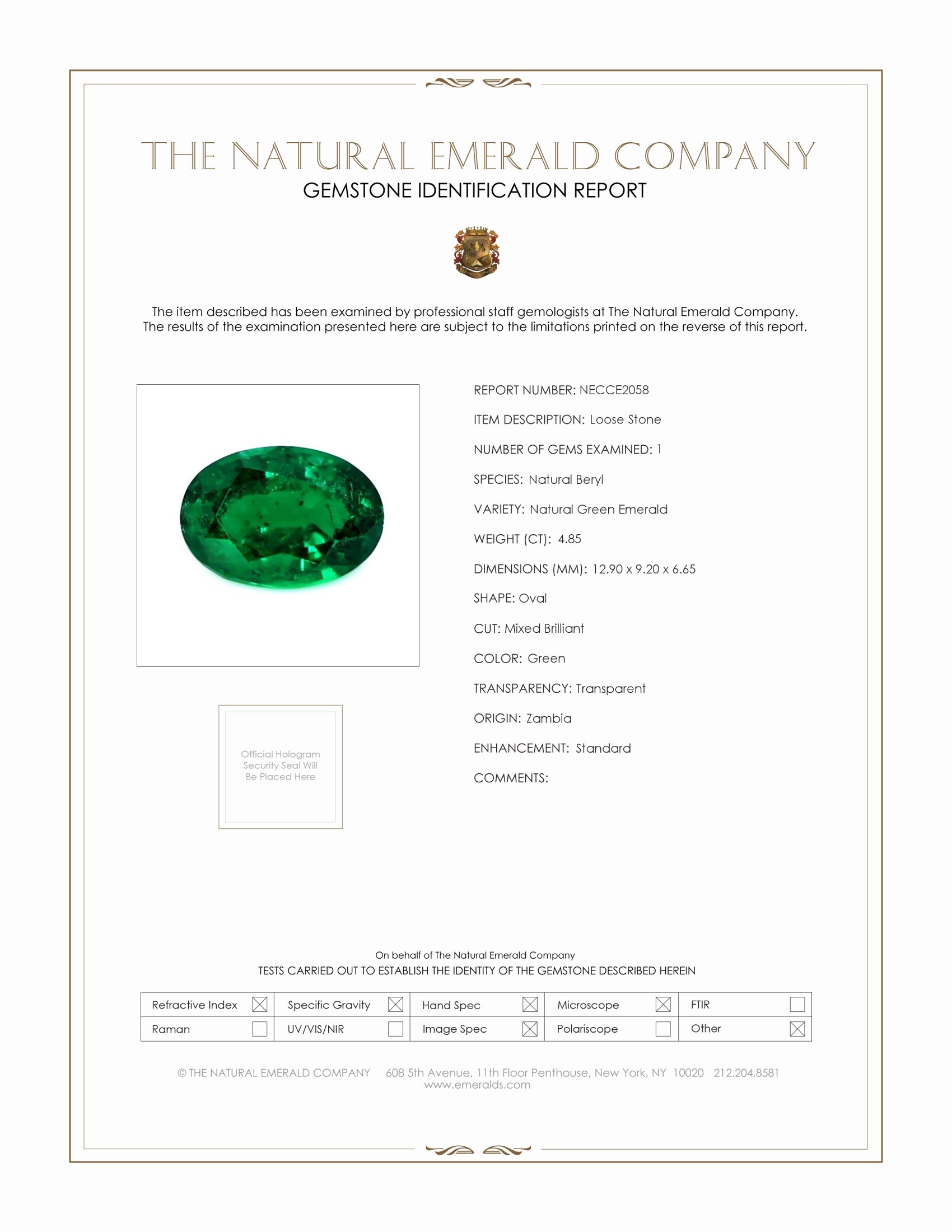 4.85 Ct. Emerald from Zambia