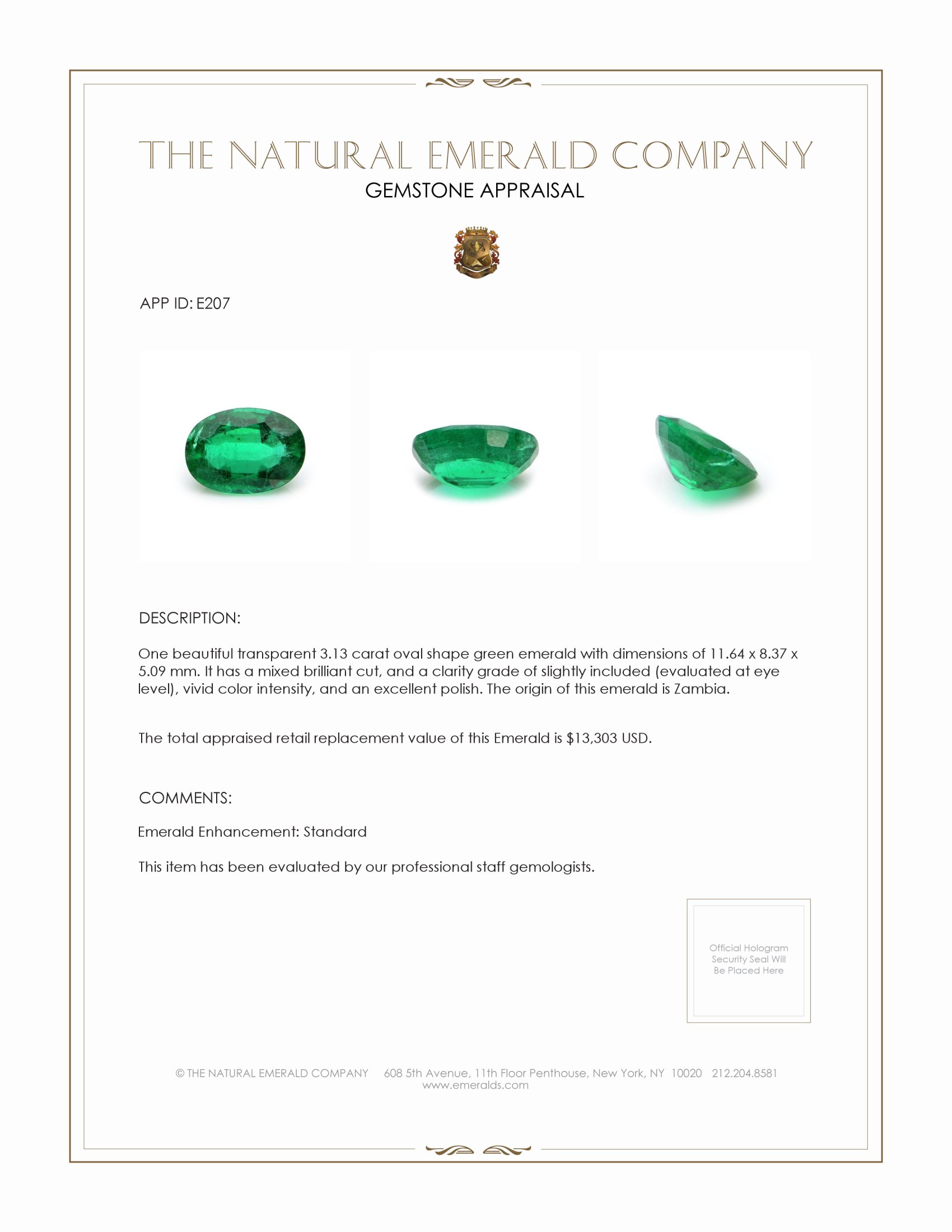 3.13 Ct. Emerald from Zambia