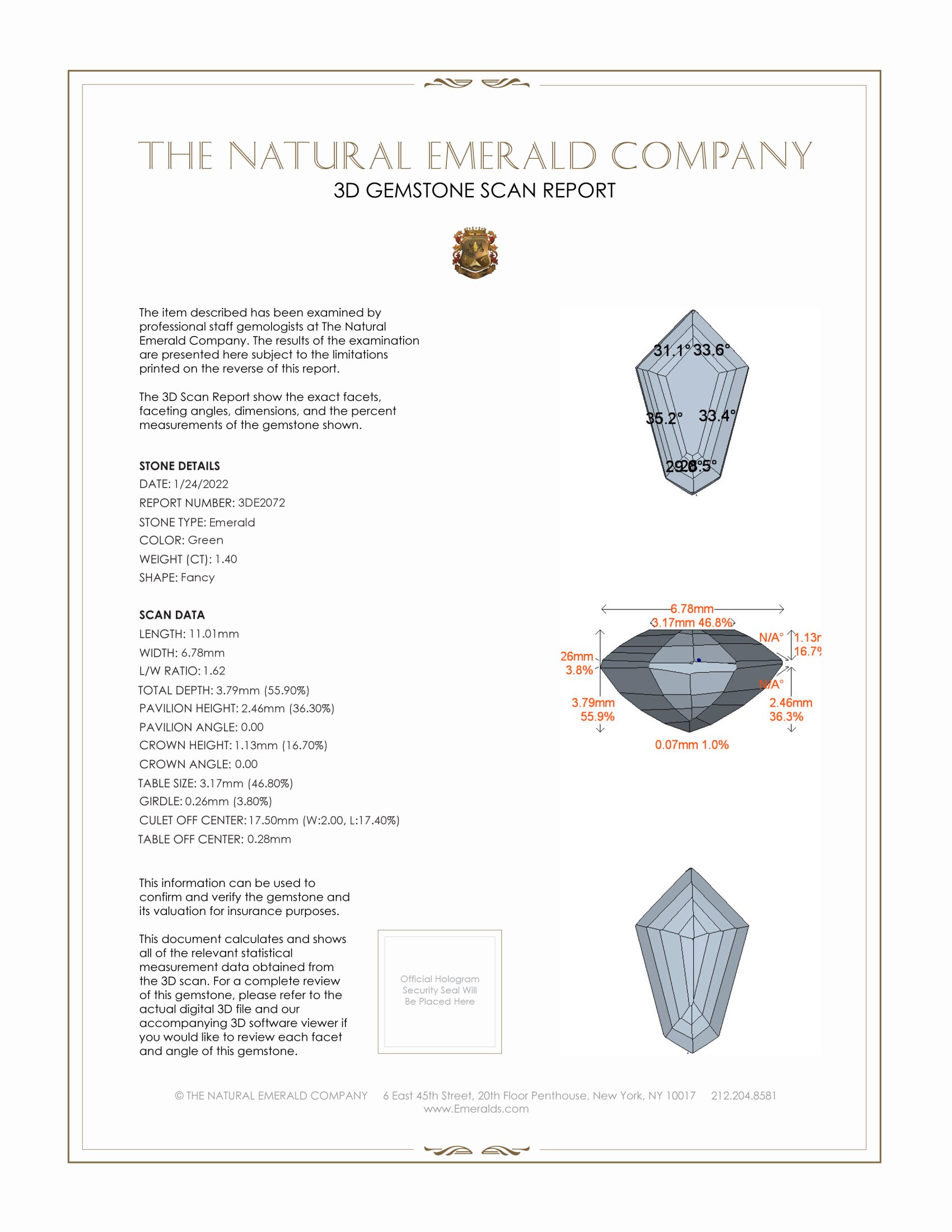 1.40 Ct. Emerald from Zambia