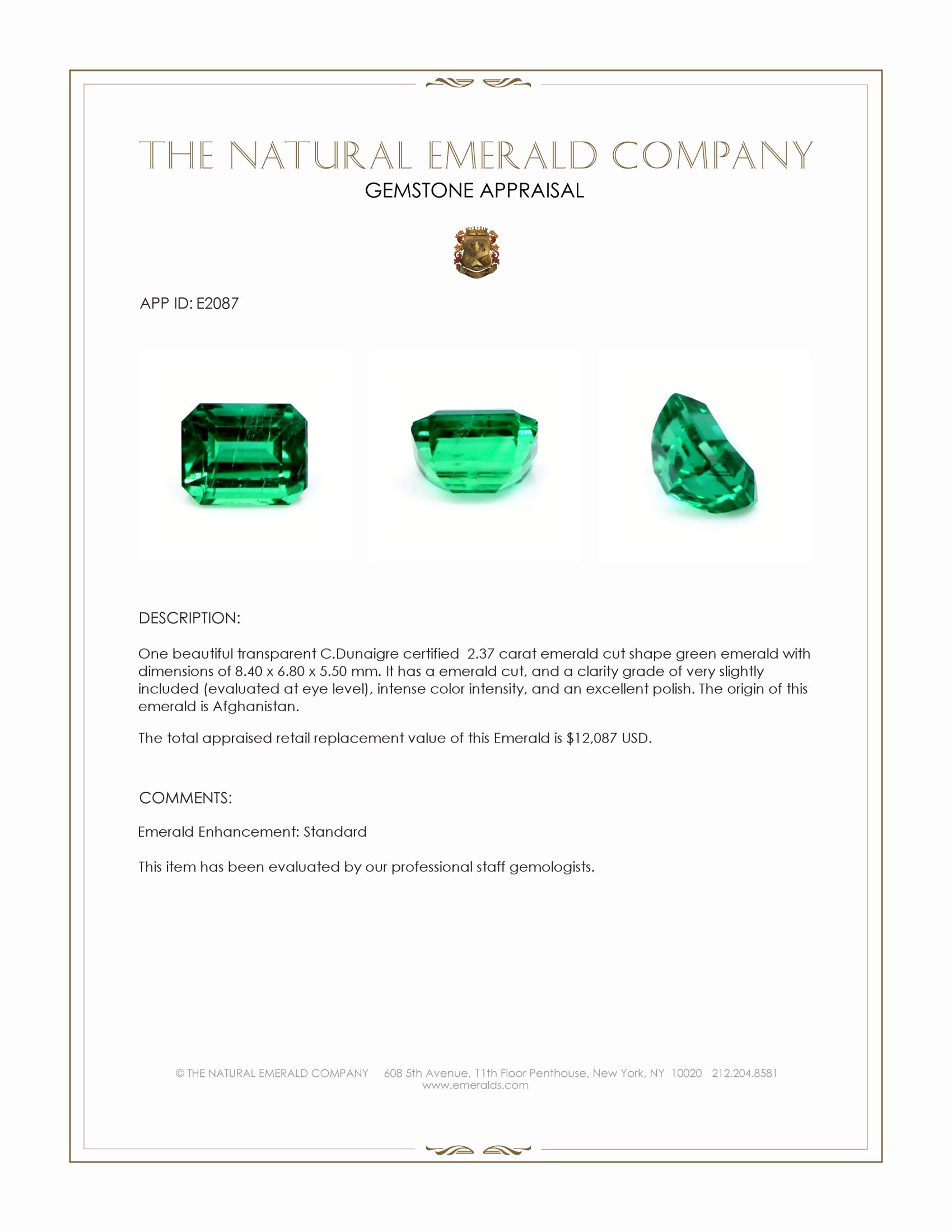 2.37 Ct. Emerald from Afghanistan