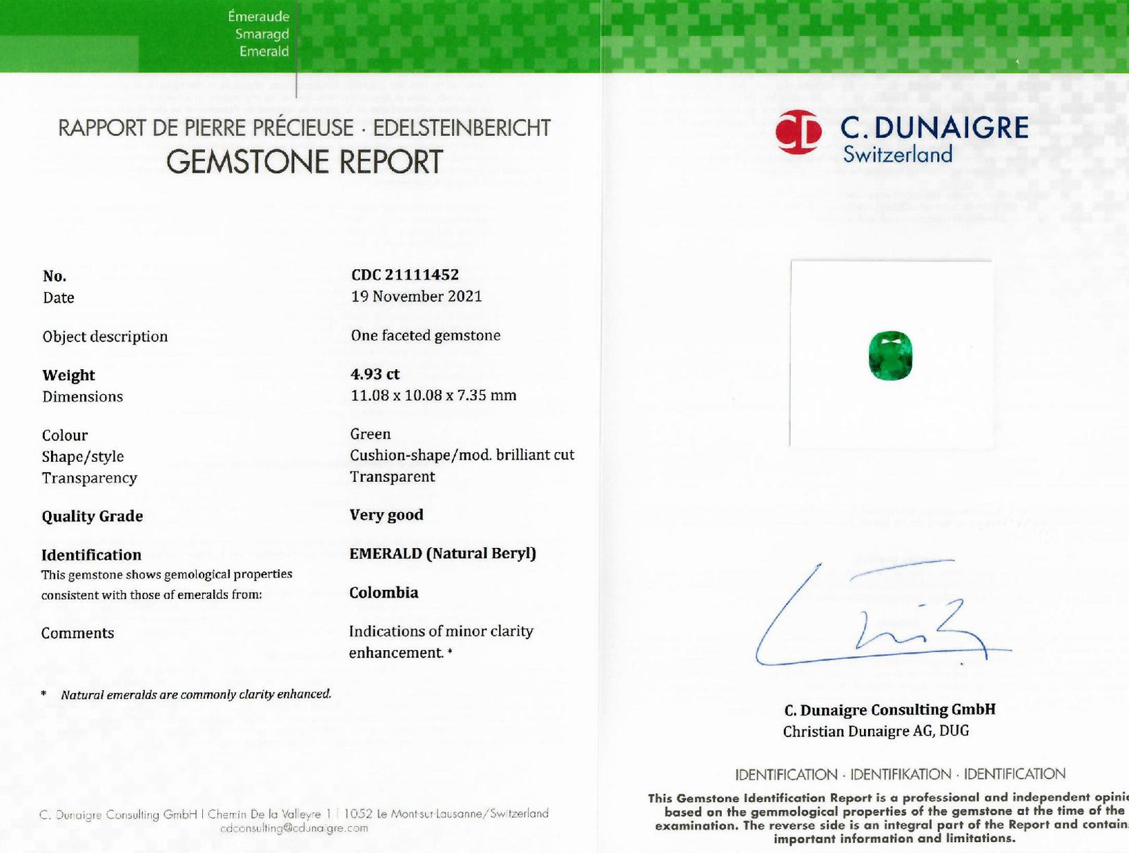 4.93 Ct. Emerald from Colombia