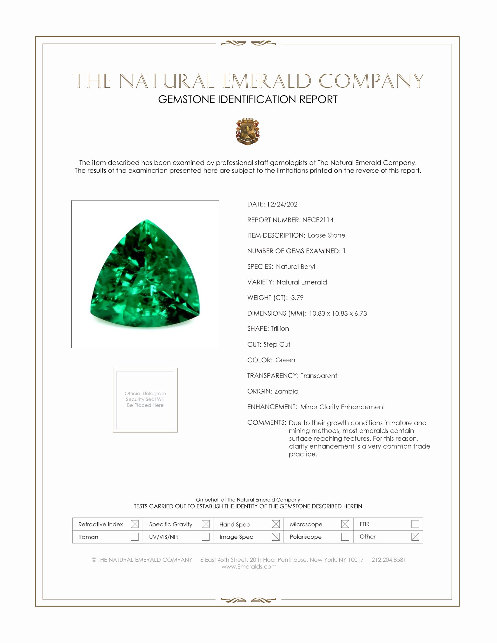 3.79 Ct. Emerald from Zambia