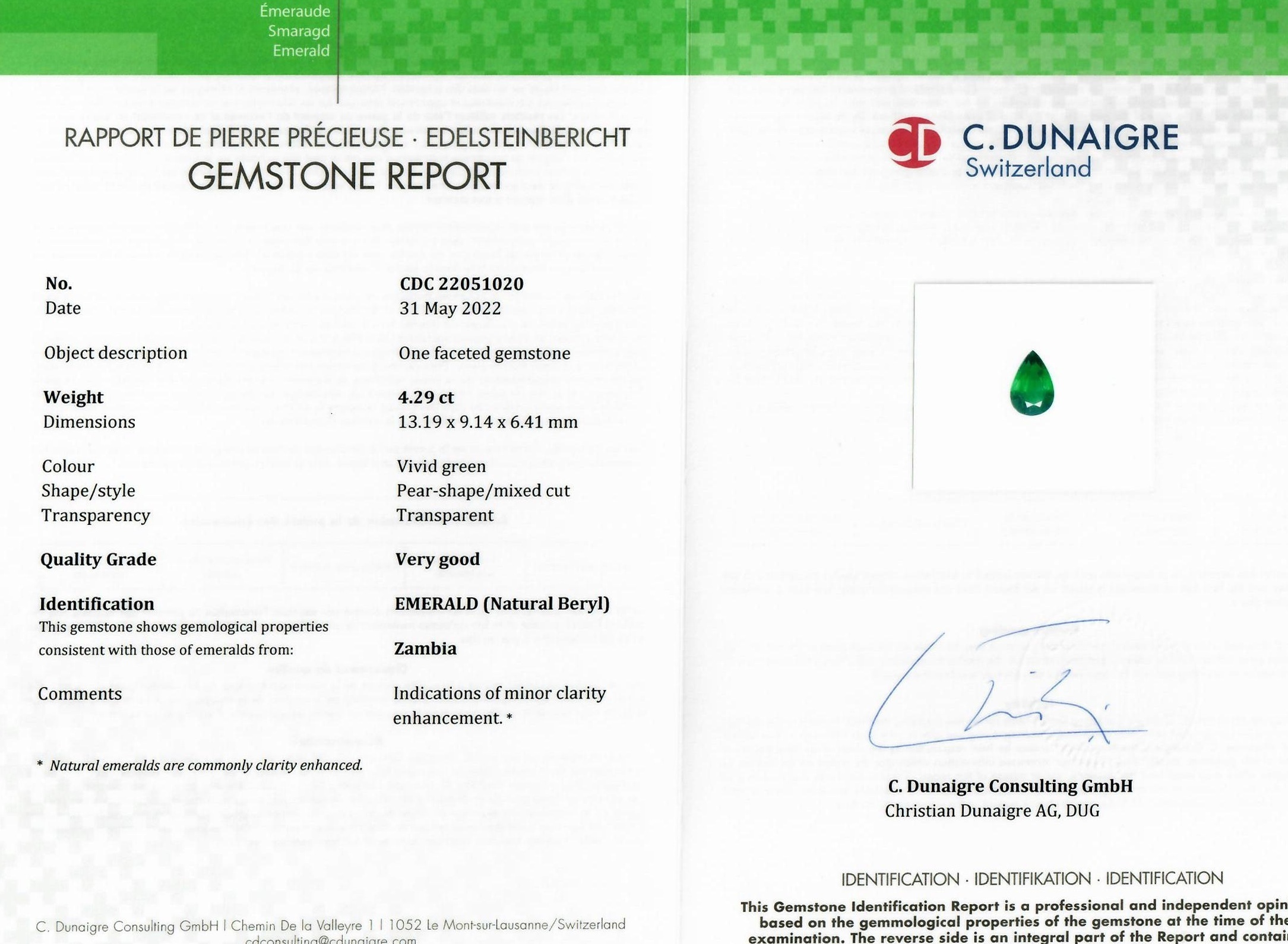 4.29 Ct. Emerald from Zambia