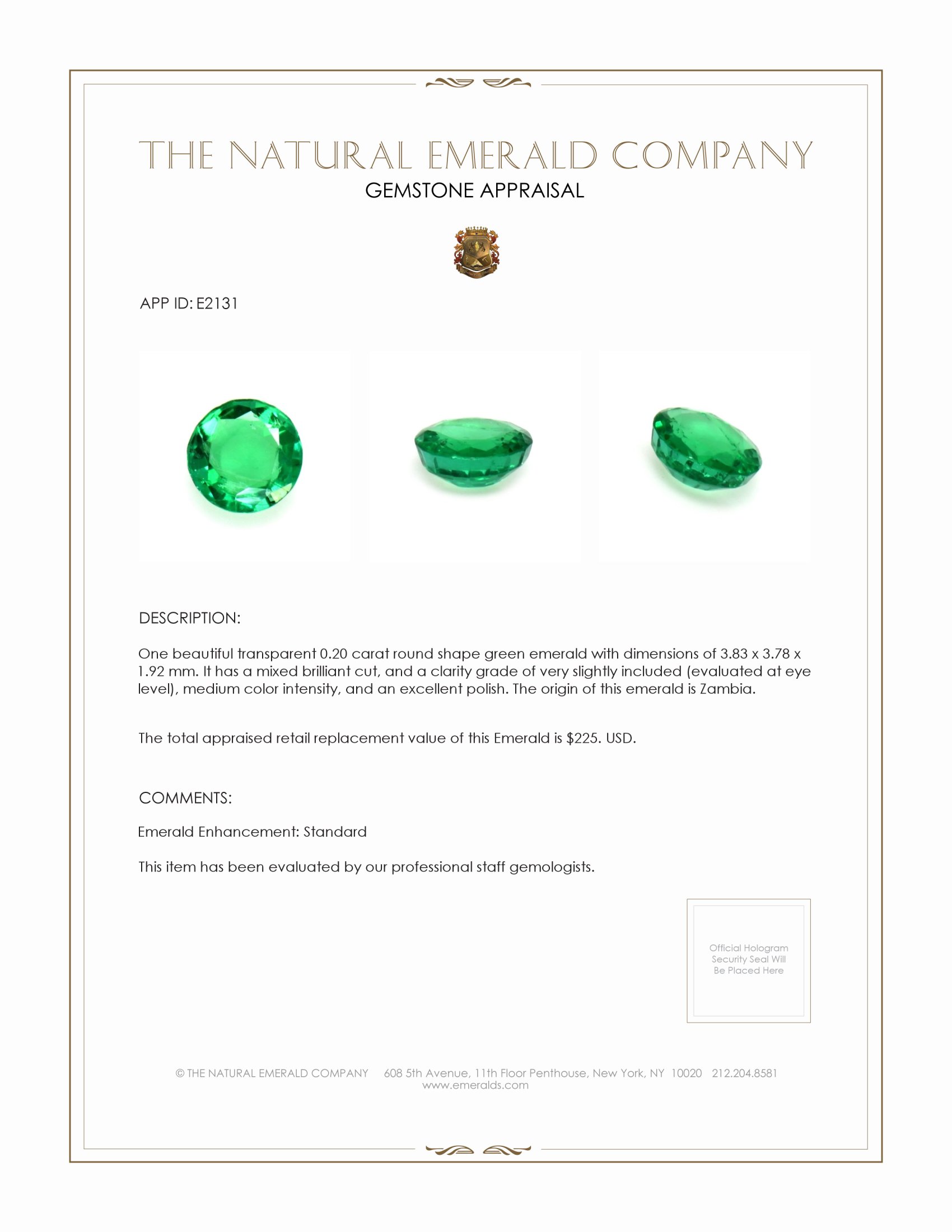 0.20 Ct. Emerald from Zambia