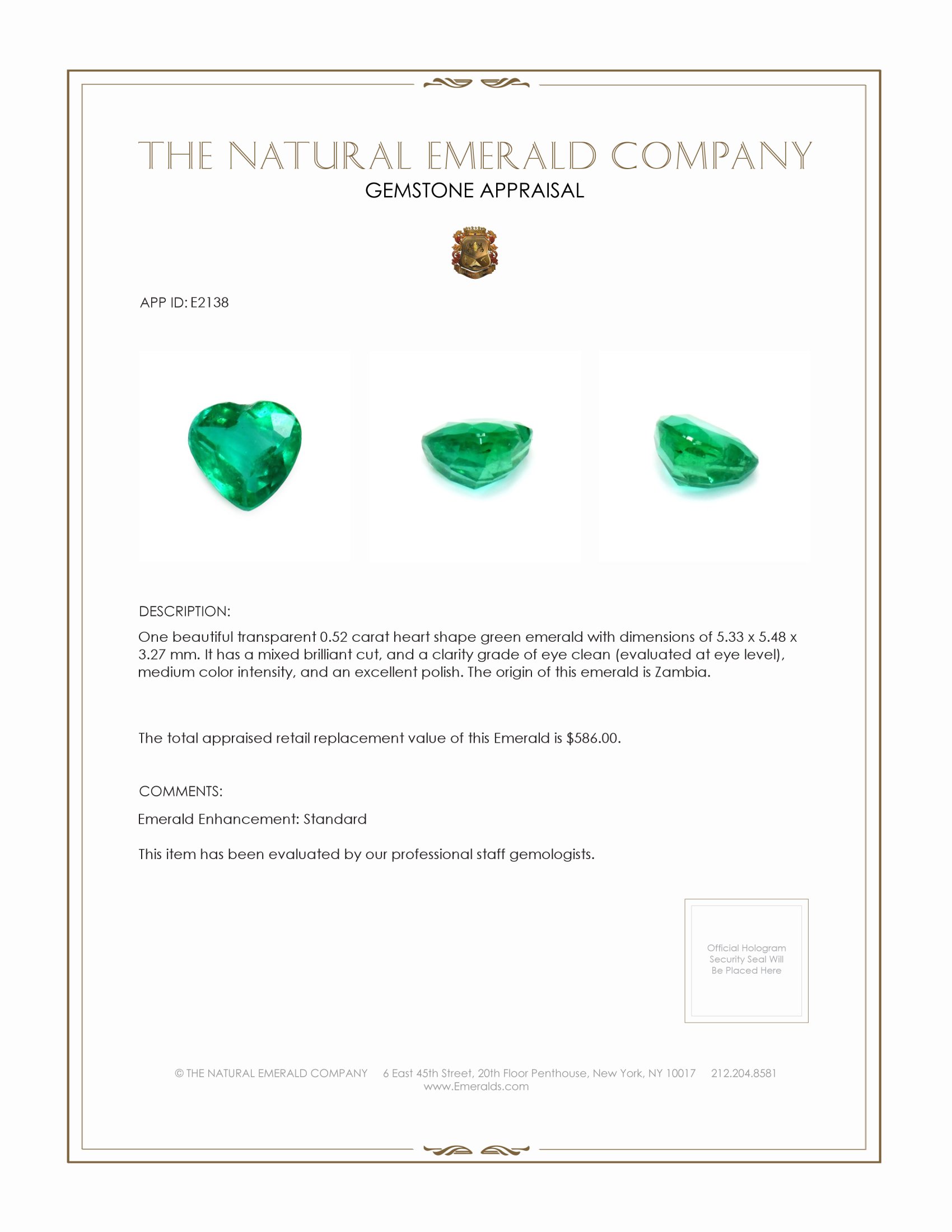 0.52 Ct. Emerald from Zambia