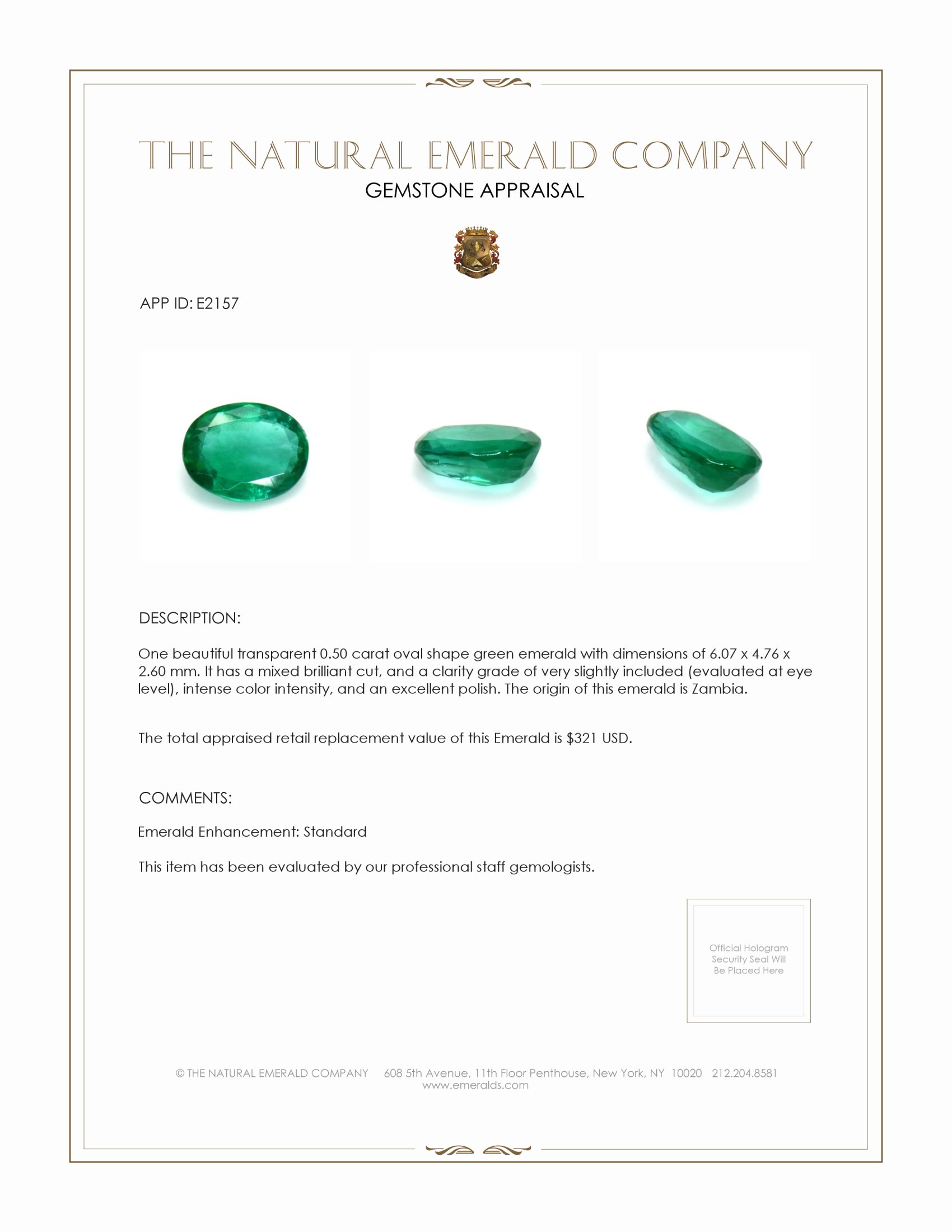 0.50 Ct. Emerald from Zambia