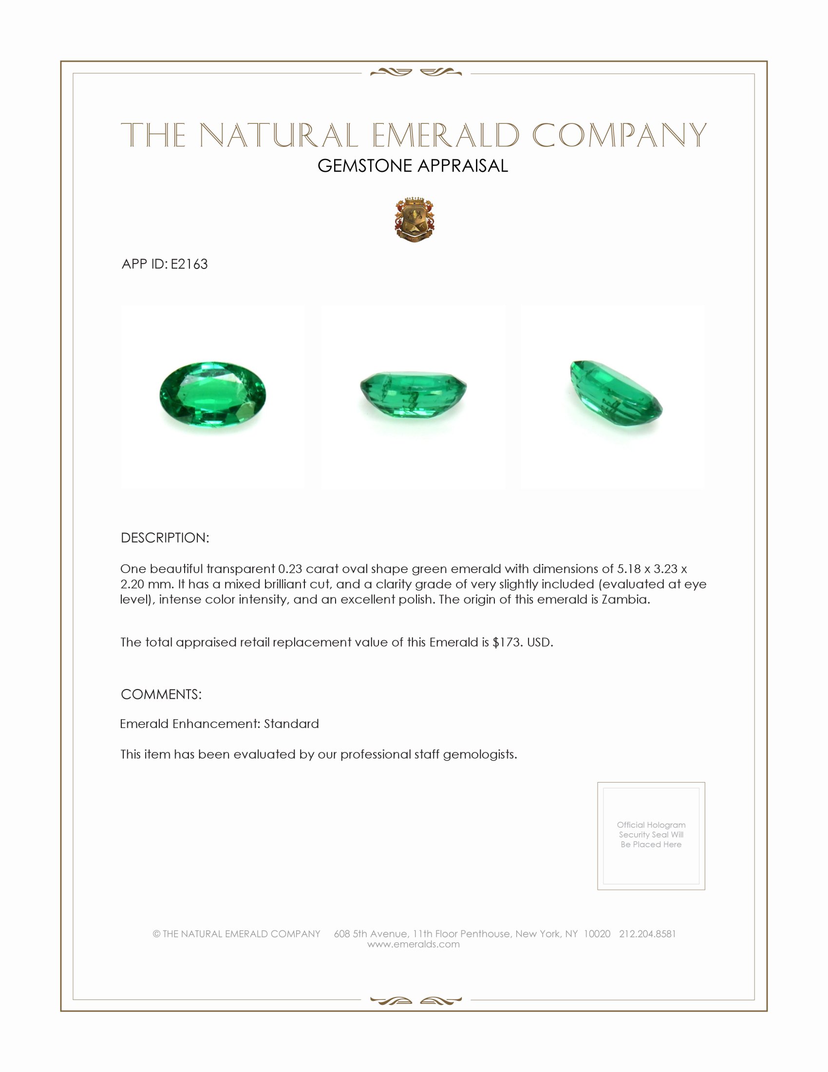 0.23 Ct. Emerald from Zambia