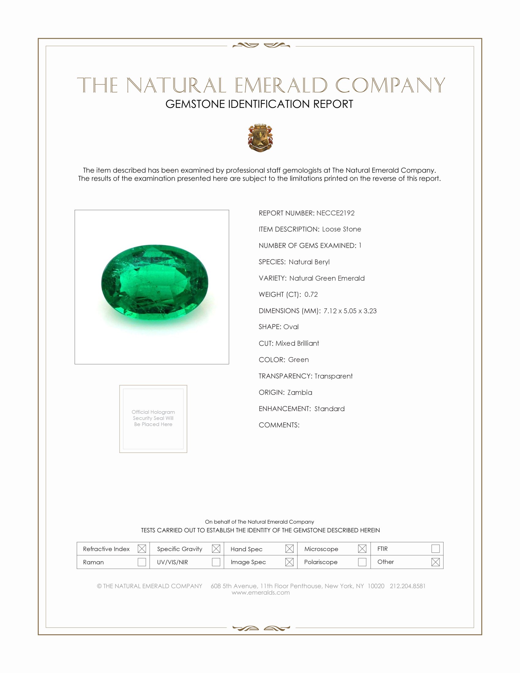 0.72 Ct. Emerald from Zambia
