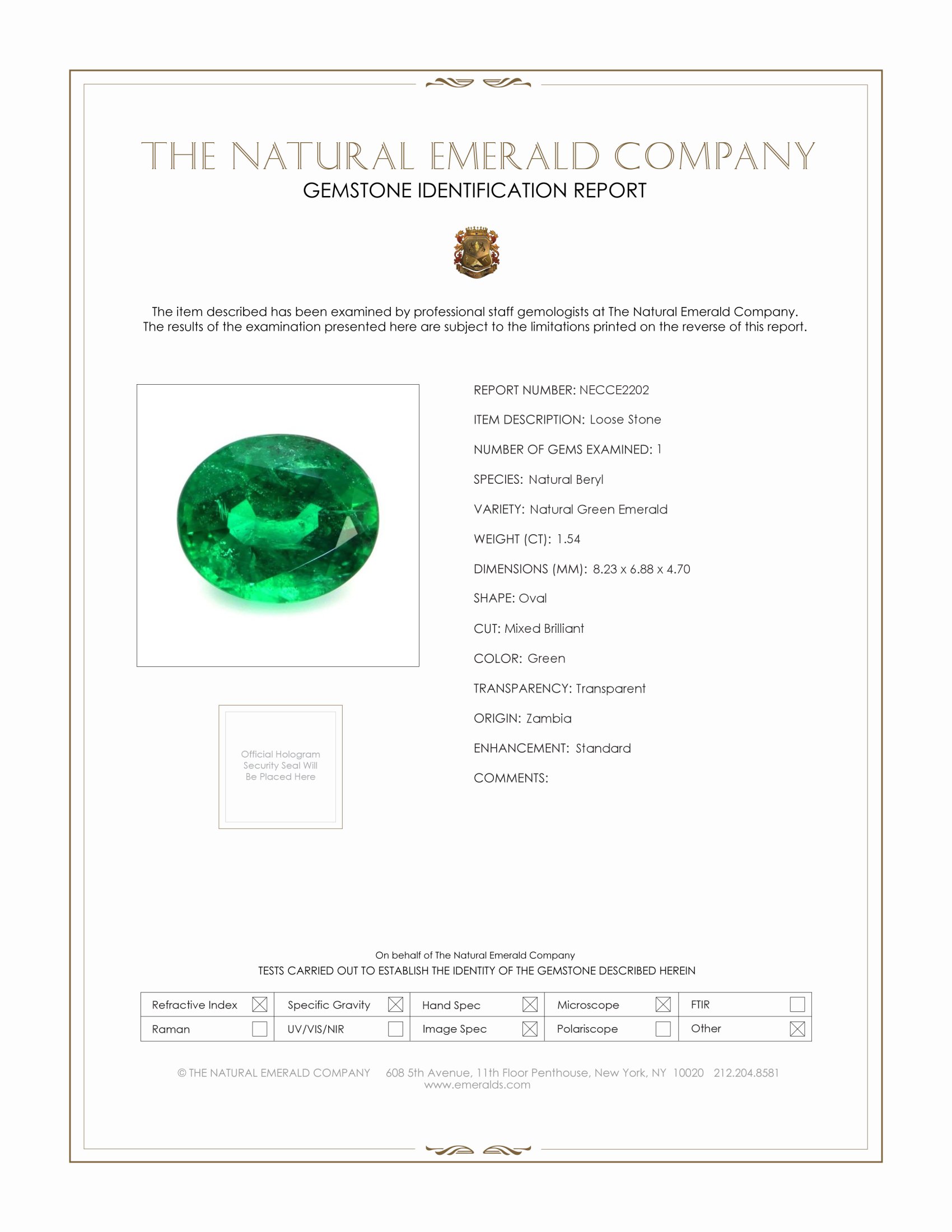 1.54 Ct. Emerald from Zambia