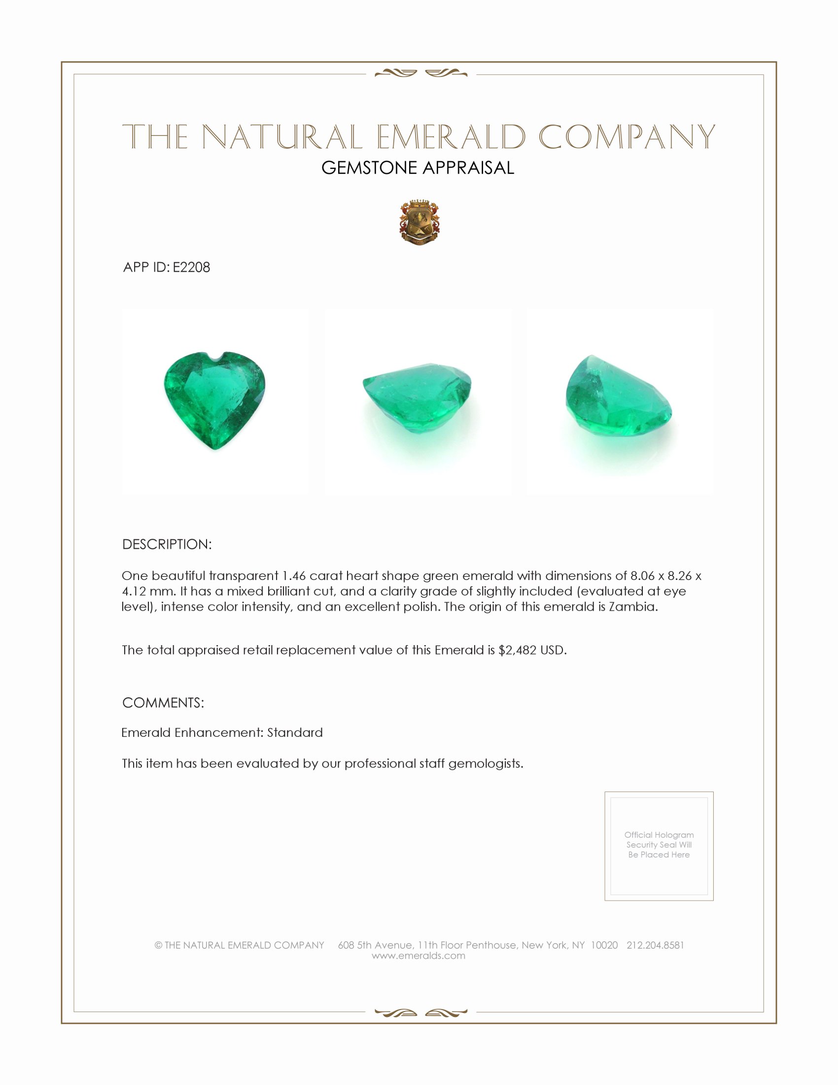 1.46 Ct. Emerald from Zambia