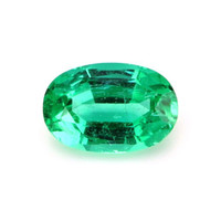 Three Stone Emerald Ring 1.11 Ct., 18K White Gold Combination Stone