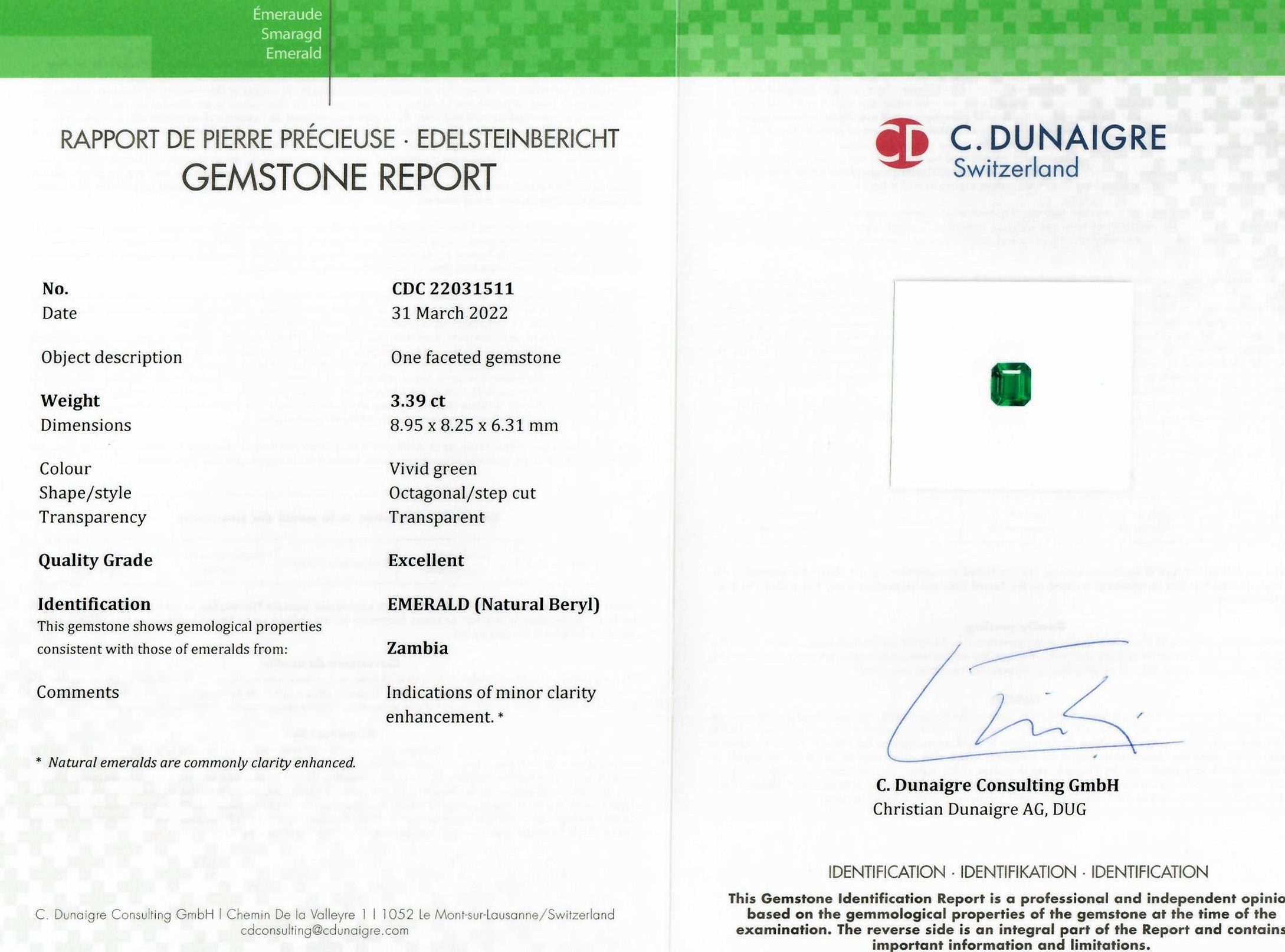3.39 Ct. Emerald from Zambia