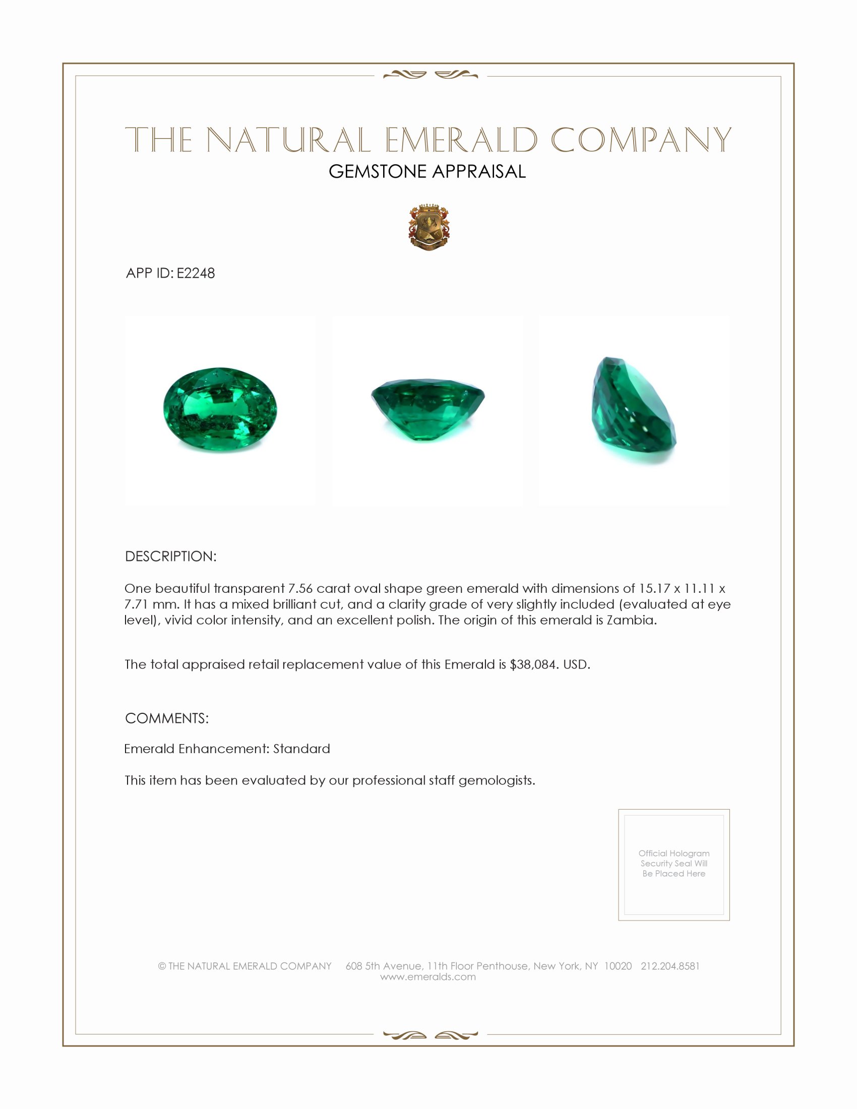 7.56 Ct. Emerald from Zambia
