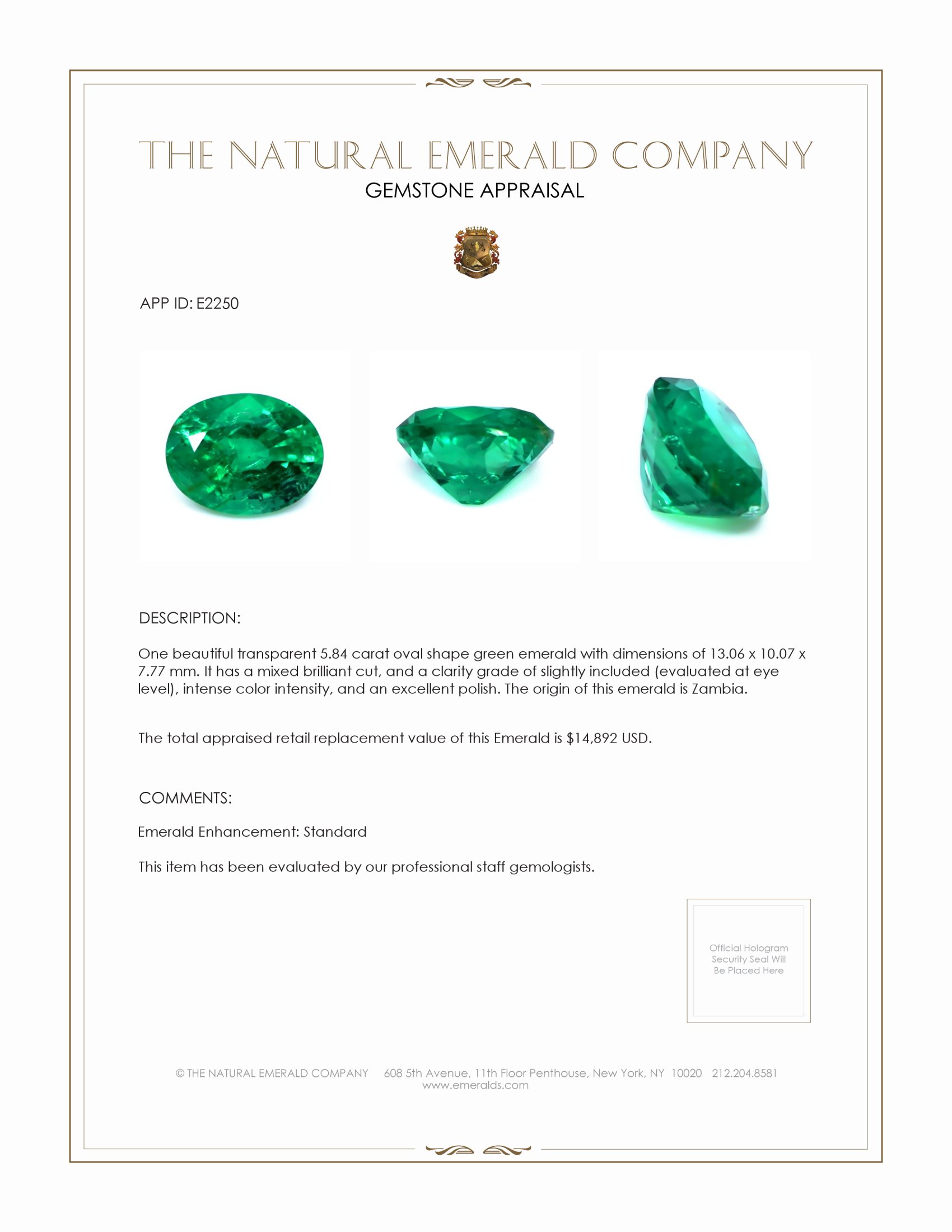 5.84 Ct. Emerald from Zambia