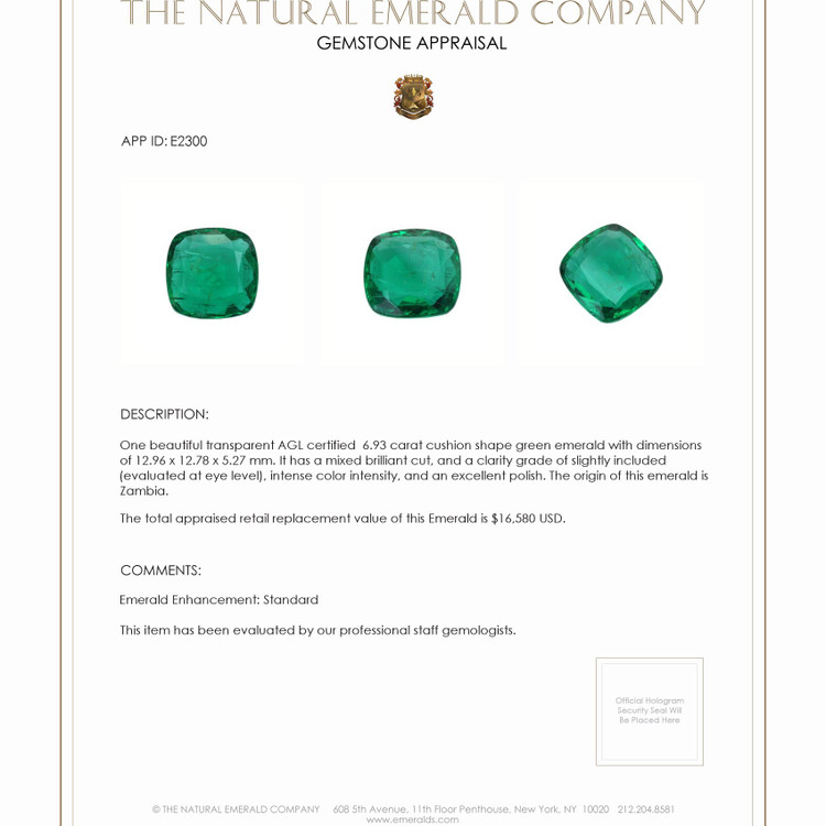 6.93 Ct. Emerald from Zambia