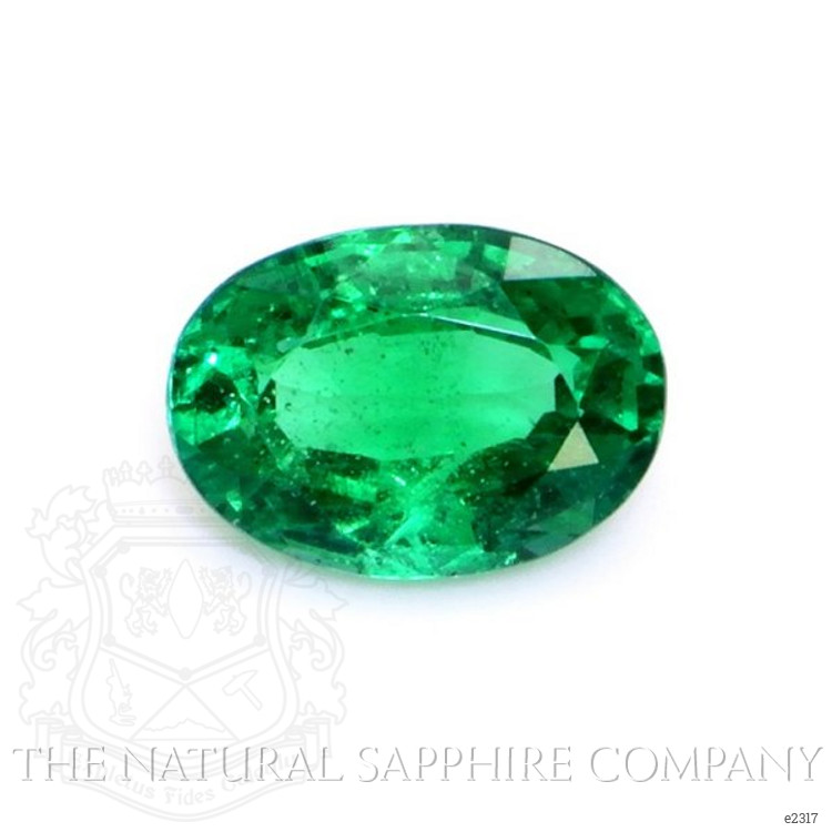 Antique Style Emerald Ring 0.58 Ct., 18K White Gold