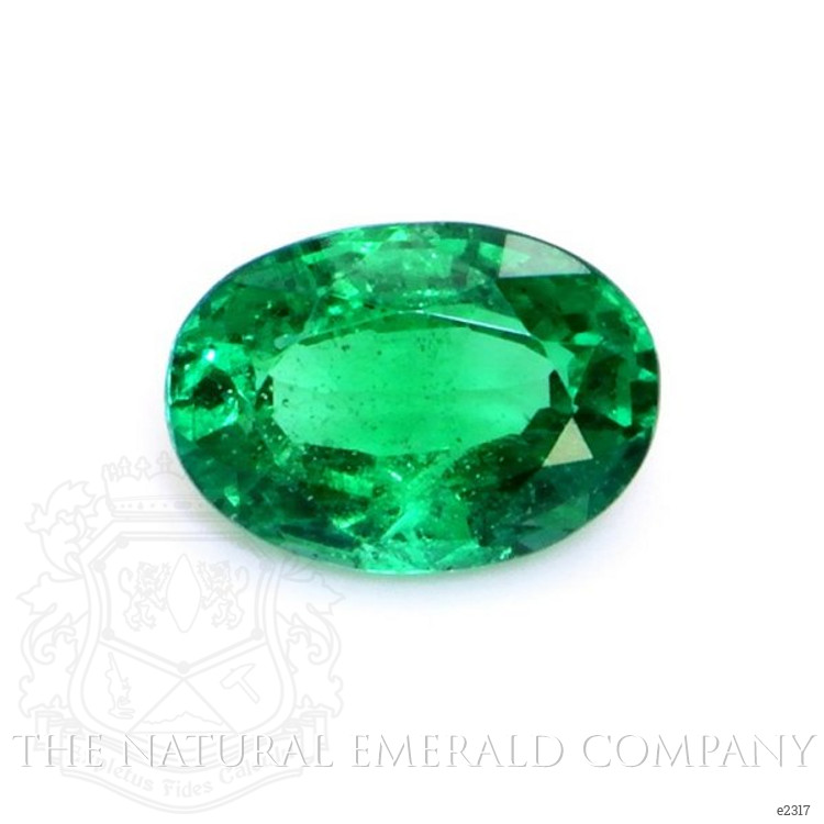 Solitaire Emerald Ring 0.58 Ct., 18K White Gold
