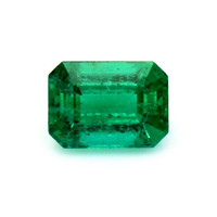 Three Stone Emerald Ring 1.14 Ct., 18K White Gold Combination Stone