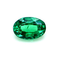 Three Stone Emerald Ring 0.48 Ct., 18K Yellow Gold Combination Stone