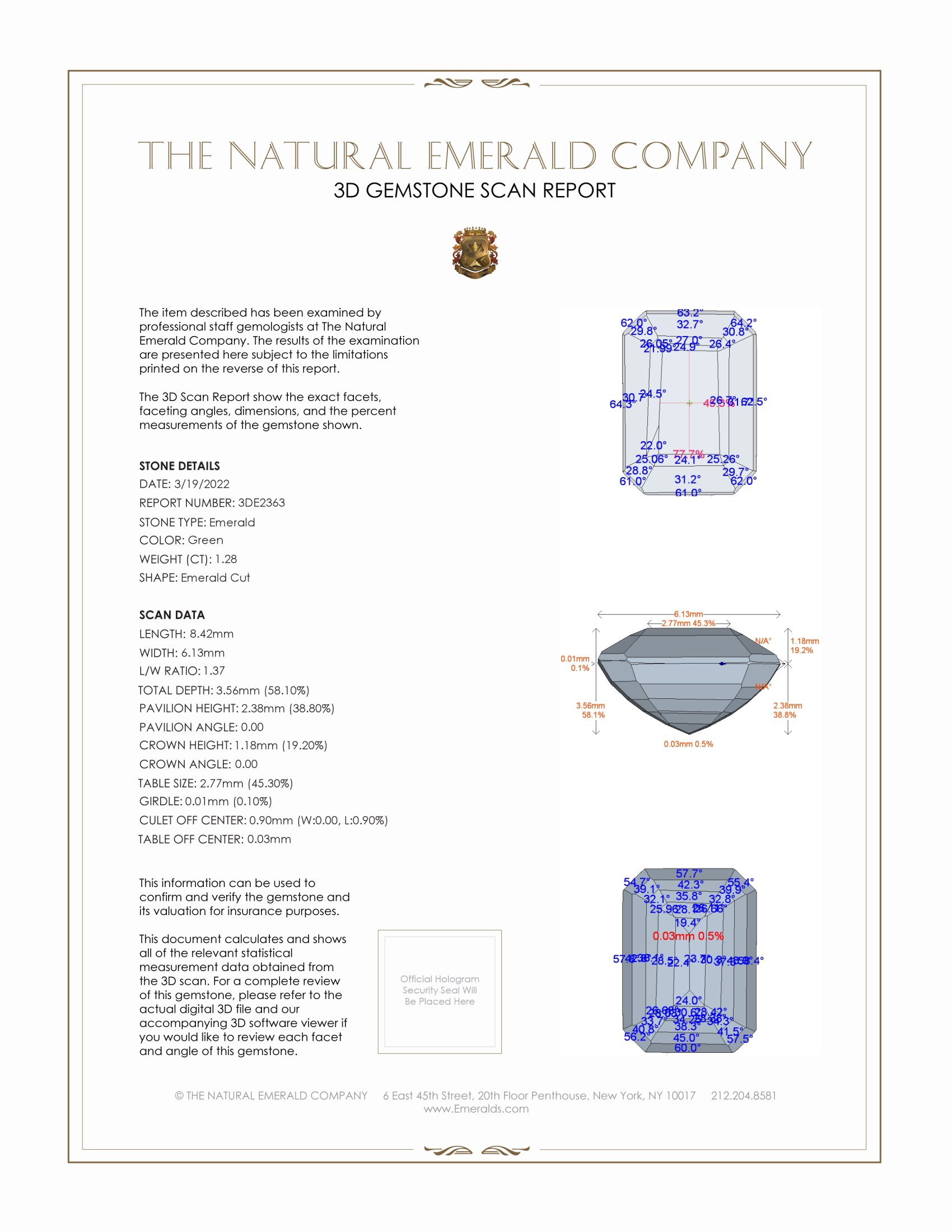 1.28 Ct. Emerald from Zambia