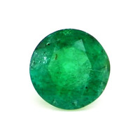 Three Stone Emerald Ring 0.89 Ct., 18K Yellow Gold Combination Stone