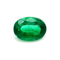 Side Stones Emerald Ring 0.64 Ct., 18K White Gold Combination Stone