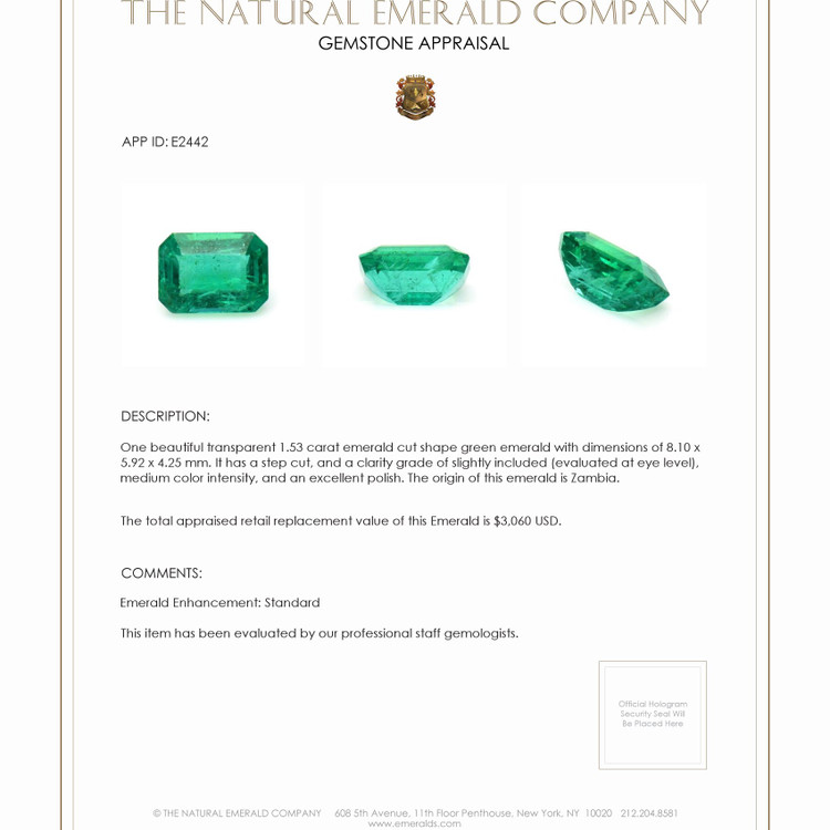 1.53 Ct. Emerald from Zambia