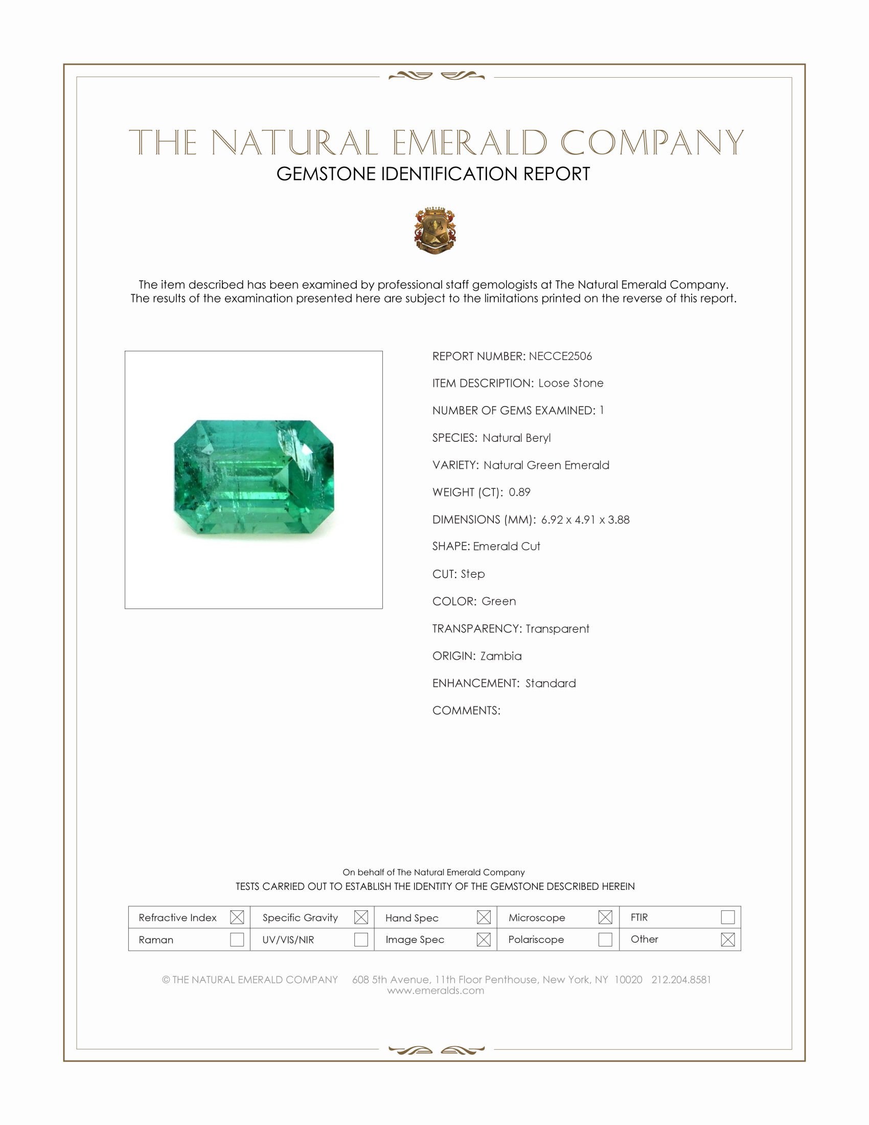0.89 Ct. Emerald from Zambia