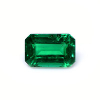 Three Stone Emerald Ring 1.41 Ct., 18K Yellow Gold Combination Stone
