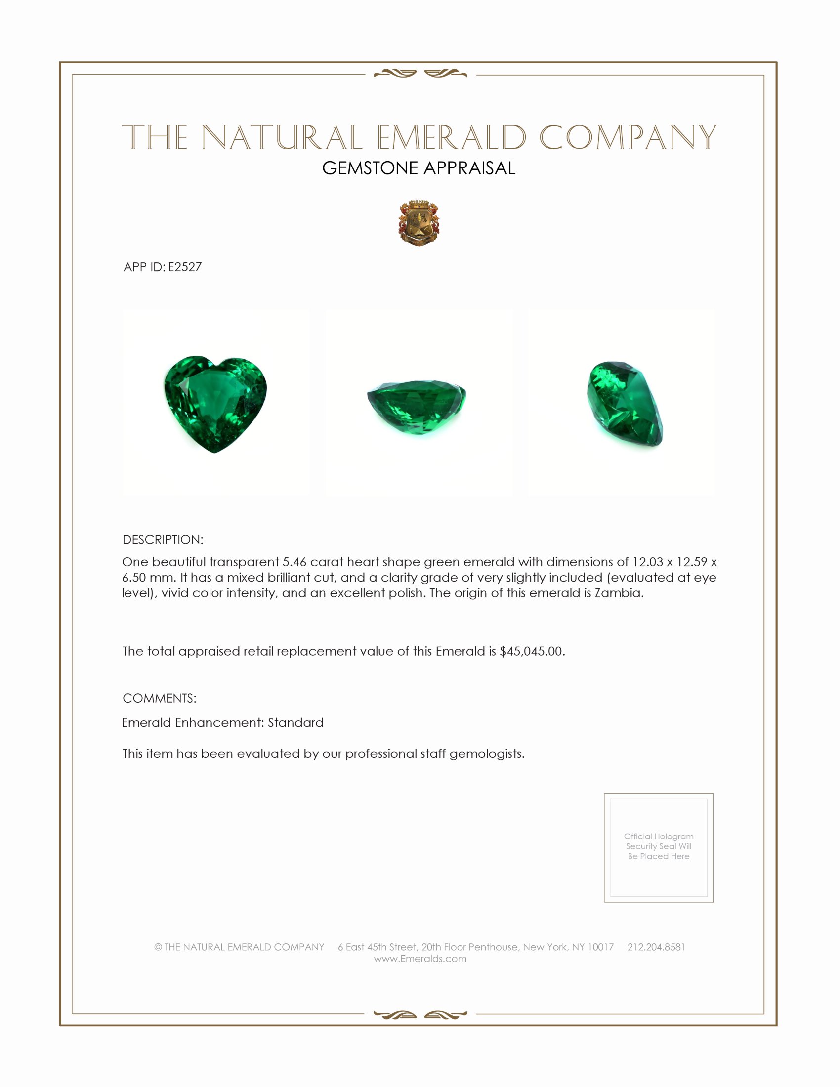 5.46 Ct. Emerald from Zambia