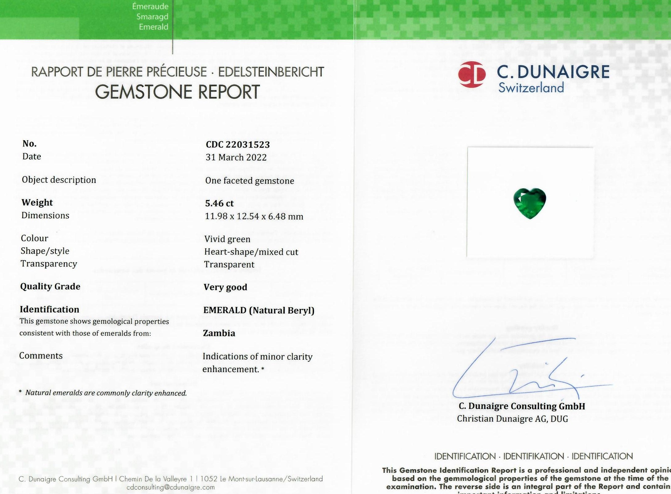 5.46 Ct. Emerald from Zambia