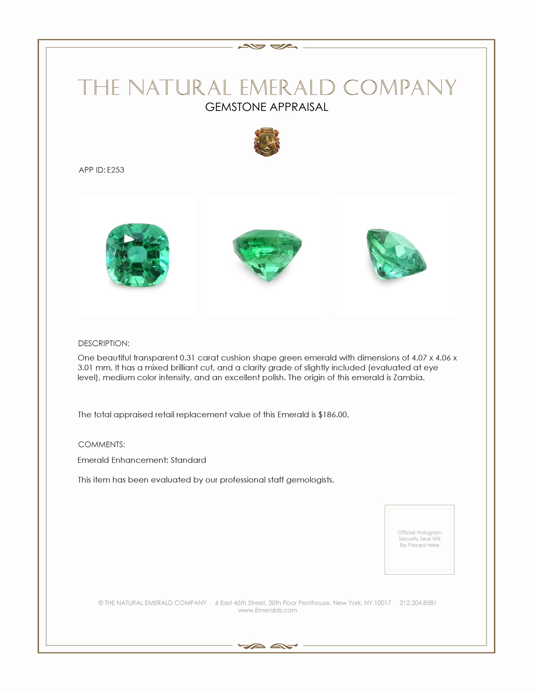 0.31 Ct. Emerald from Zambia