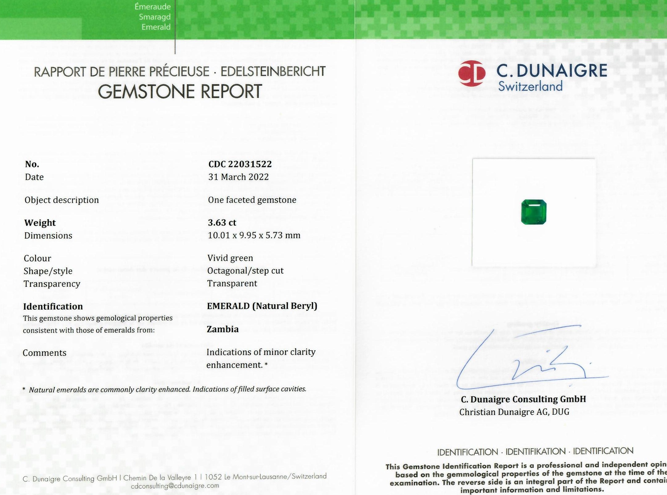 3.63 Ct. Emerald from Zambia