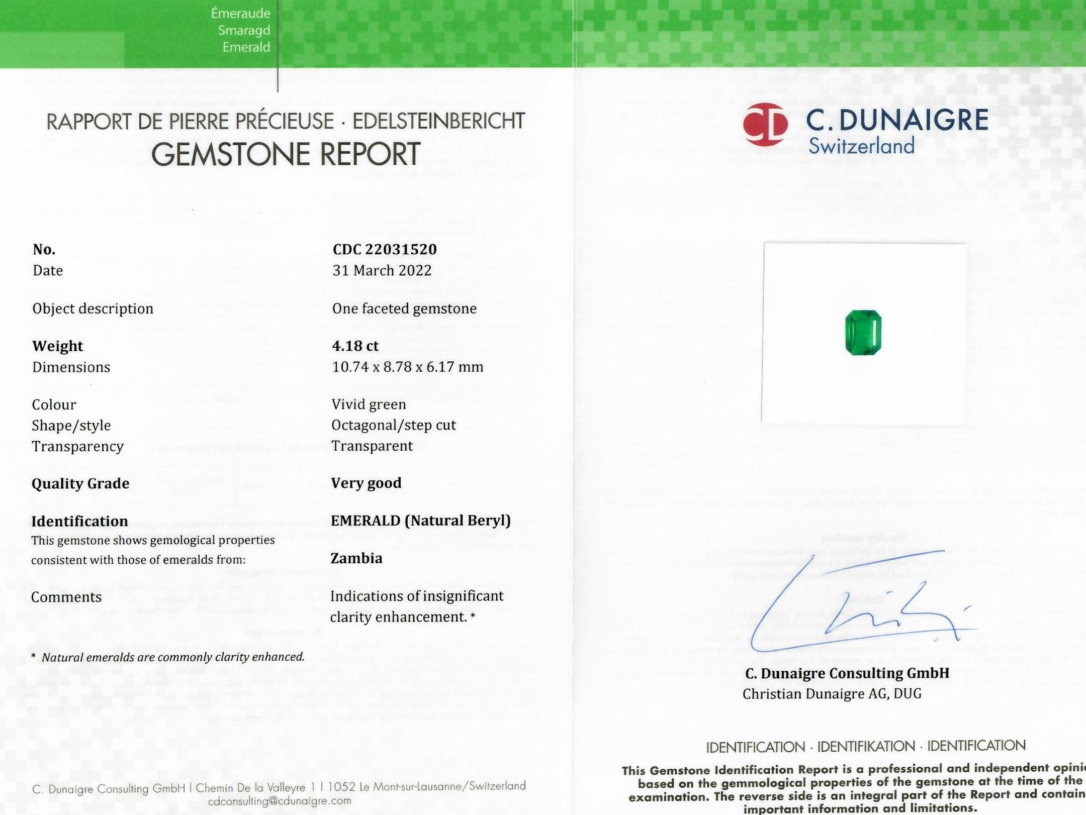 4.18 Ct. Emerald from Zambia