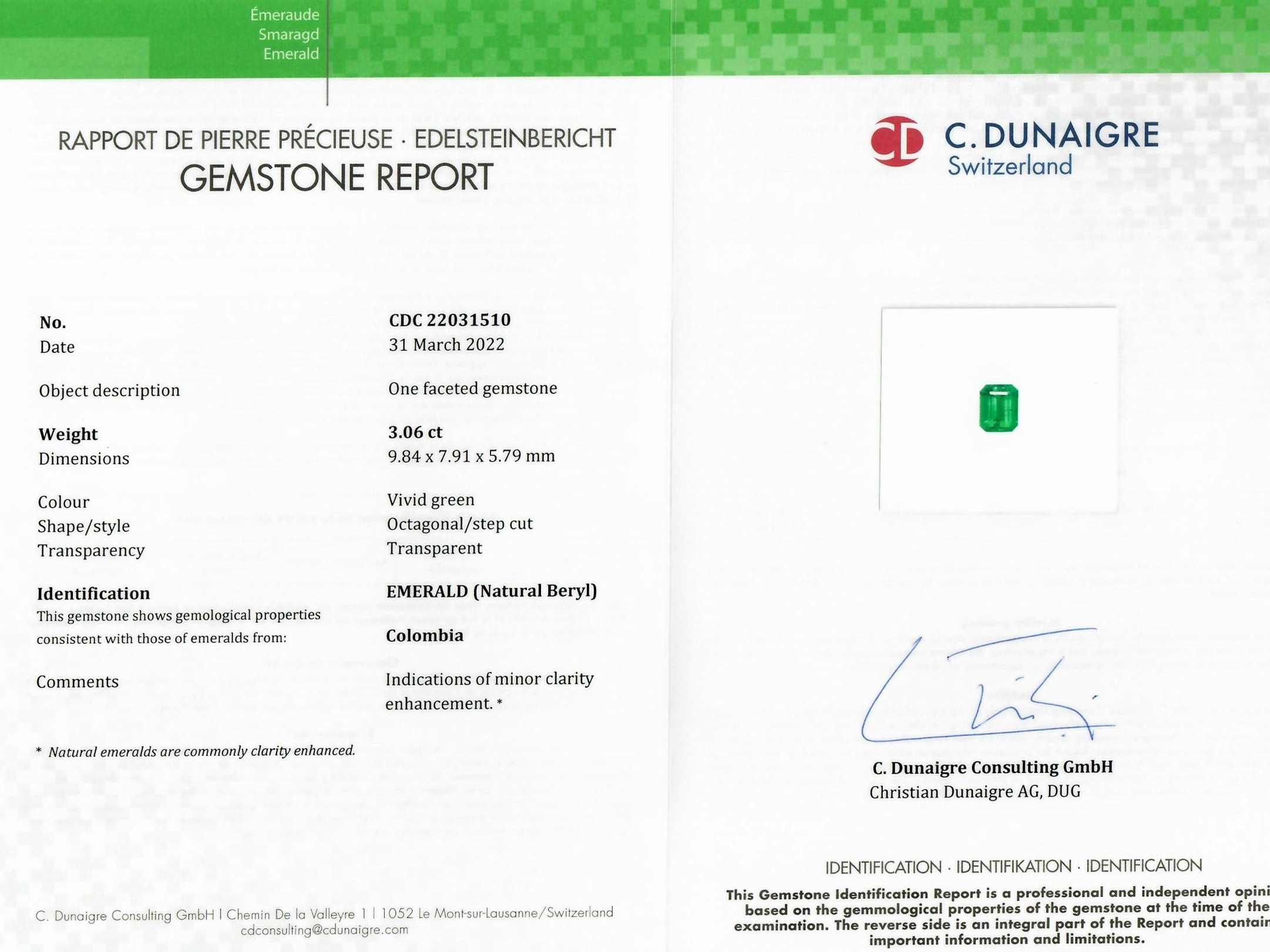 3.06 Ct. Emerald from Colombia