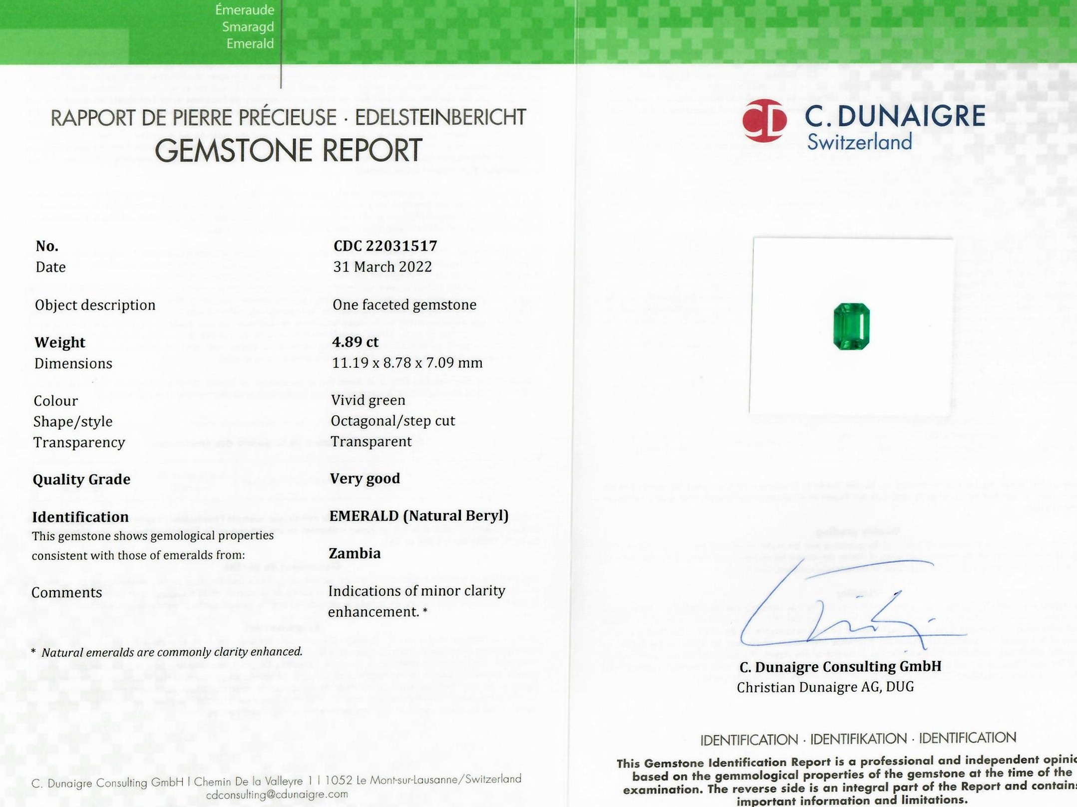 4.89 Ct. Emerald from Zambia