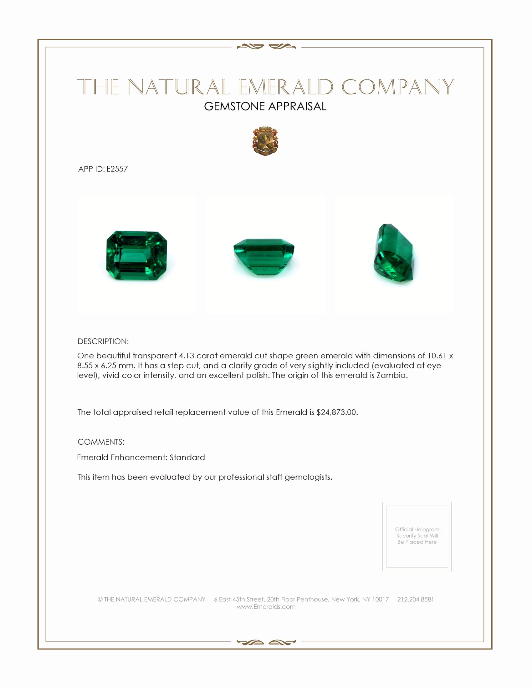 4.13 Ct. Emerald from Zambia