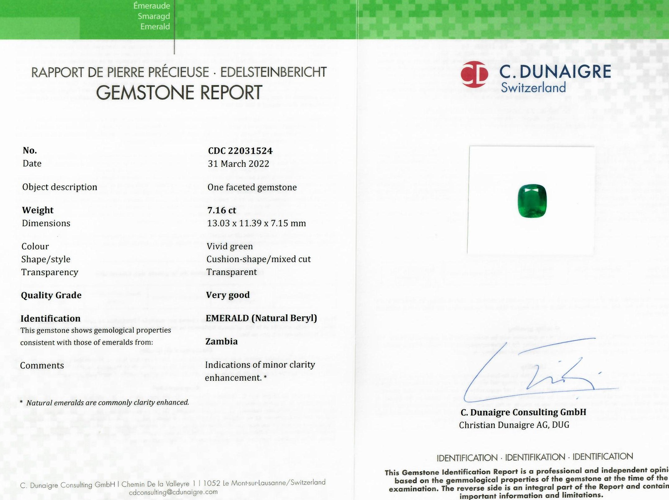 7.16 Ct. Emerald from Zambia