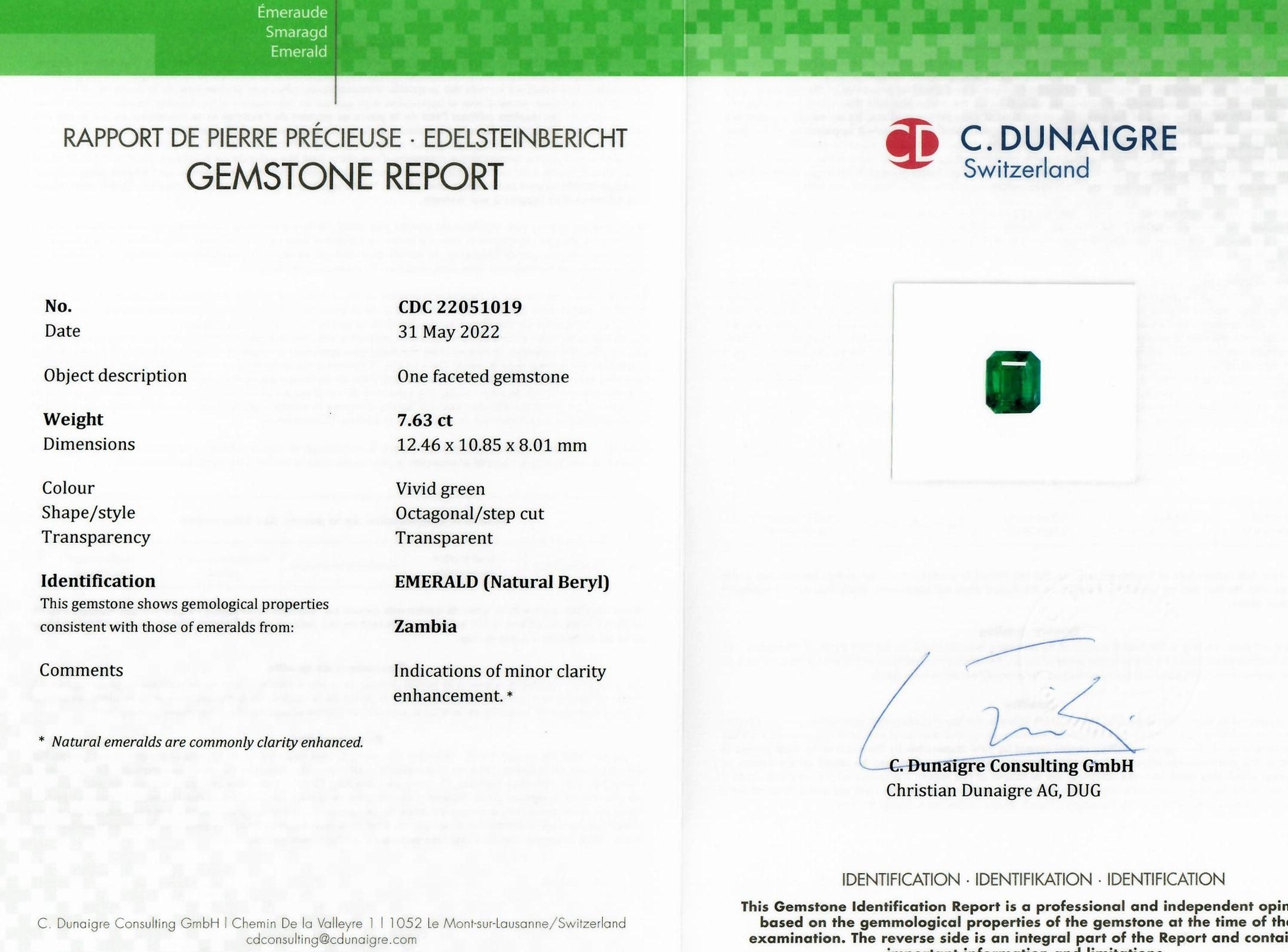 7.62 Ct. Emerald from Zambia
