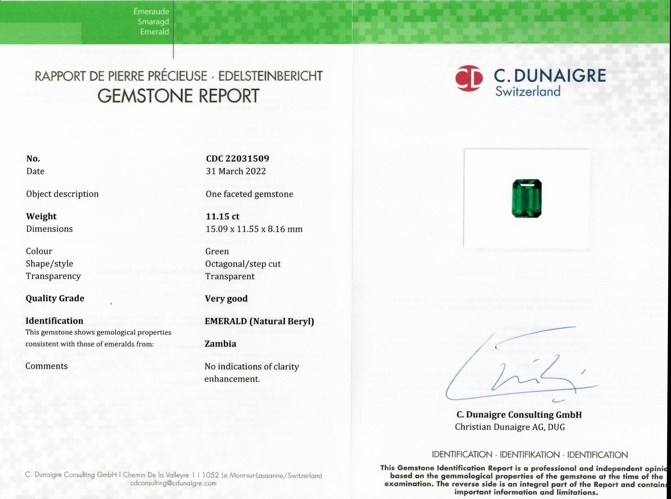 11.15 Ct. Emerald from Zambia