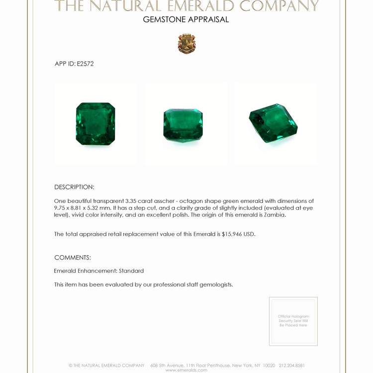 3.35 Ct. Emerald from Zambia