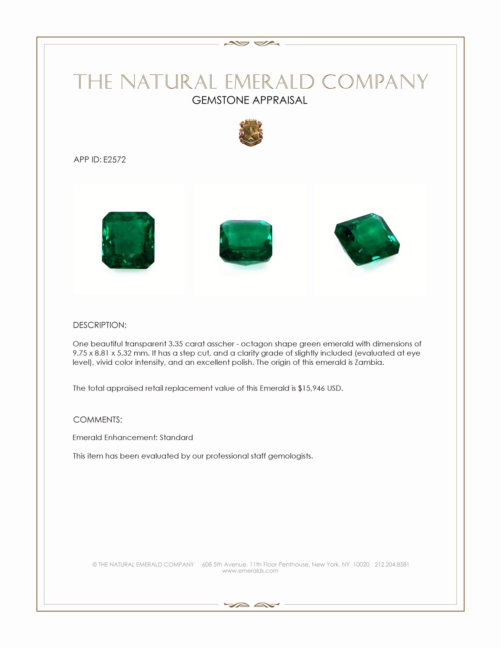 3.35 Ct. Emerald from Zambia