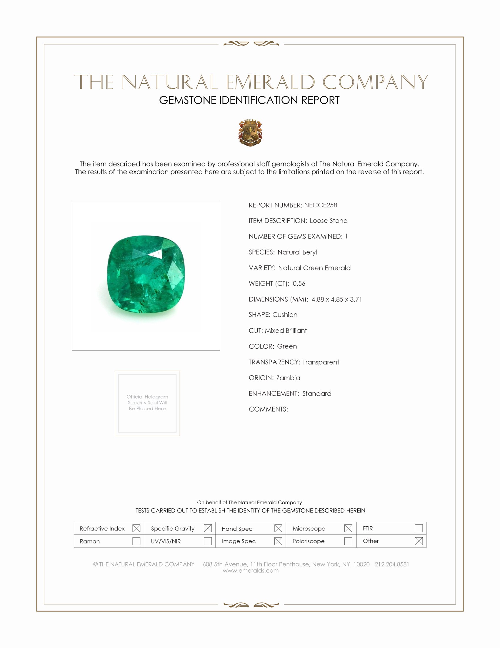 0.56 Ct. Emerald from Zambia