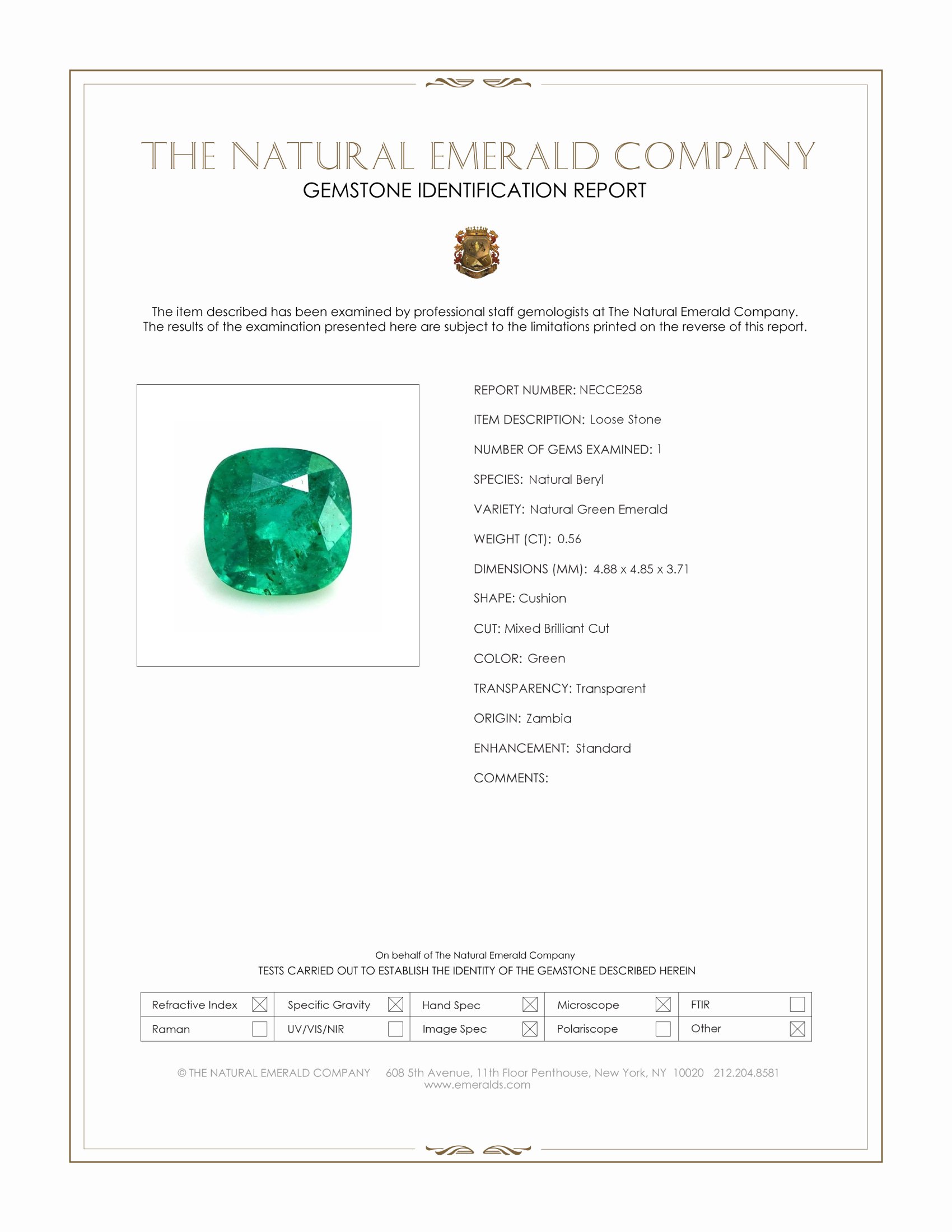 0.56 Ct. Emerald from Zambia