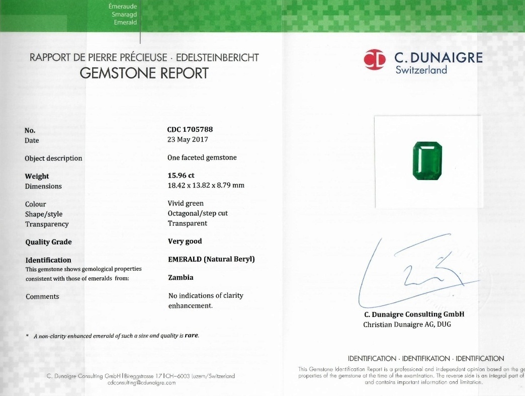 15.96 Ct. Emerald from Zambia